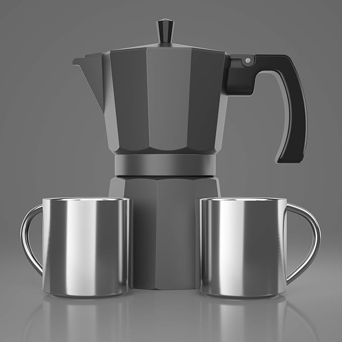 Coffee Gator Moka Pot Aluminum - 6 Cup, 12oz Stovetop Espresso Maker