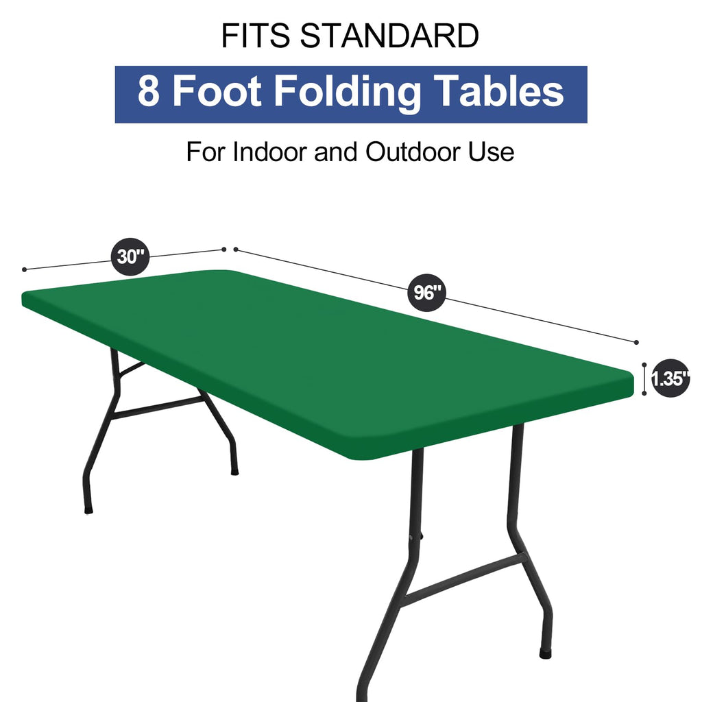 homing Rectangle Table Cloth Cover, Water-Resistant Polyester Elastic Fitted Tablecloth, Fits for 8 Foot Folding Tables, Washable Table Protector for Picnic, Camping, Outdoor (Hunter Green, 30" x 96")