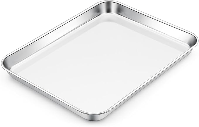 E-far Small Baking Sheet, 10.5”x8.3” Stainless Steel Toaster Oven Tray