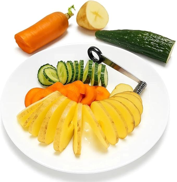 GYHZ Piranha Spiral Cutter, Stainless Steel Spiral Cutter for Veggies, Kitchen Spiralizer Tool for Cucumber, Potato, Carrot and More