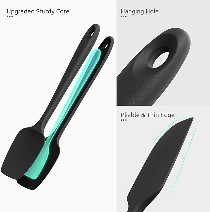 U-Taste Silicone Spatula Set, 600ºF High Heat Resistant, 3-Pcs, Black