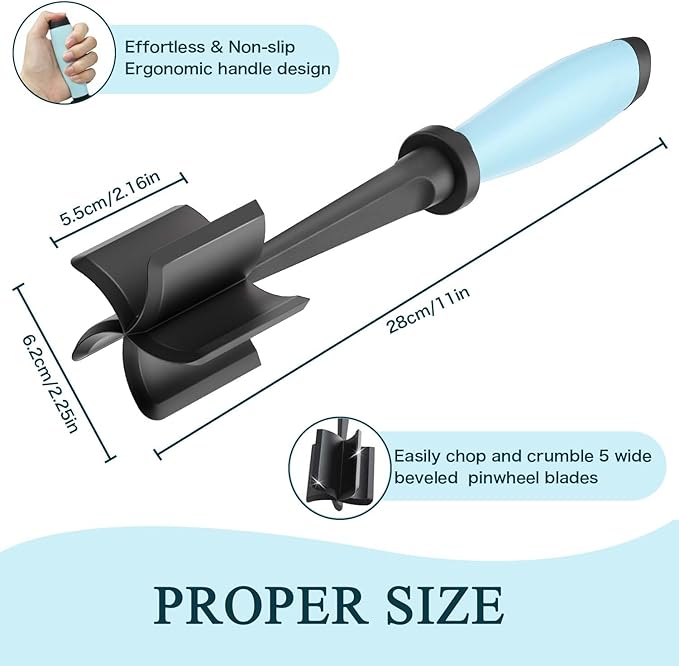 2 Pack Meat Chopper Ground Beef Masher Tool for Hamburger