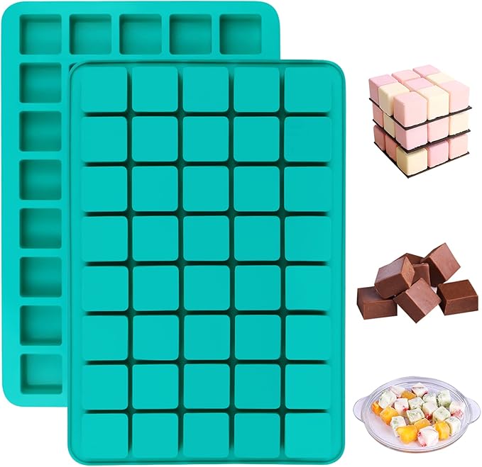 Mity rain 2 Pack 40-Cavity Square Caramel Candy Silicone Molds