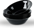 LaGlint 16 OZ Max Black Opal Glass Cereal Bowl Set of 6, 6.5 Inch