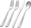 WDF 500PCS Silver Plastic Silverware - Plastic Silver Utensils - 250 Forks 125 Spoons 125 Knives - Heavy Duty Disposable Silverware Sets for Party Baby Shower Wedding Spring