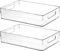 Clear Plastic Storage Bins, Perfect for Kitchen Organization or Pantry Organization and Storage, Large Fridge Organizer Plastic Bins, Pantry Organization and Storage Bins, Cabinet Organizers