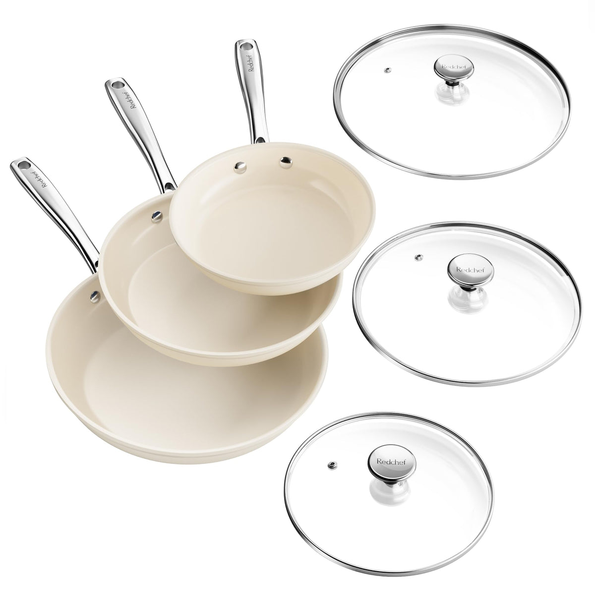 Redchef Nonstick 6-Piece Fry Pan Set (8, 9.5, 11 Inch), PFAS-Free, Green