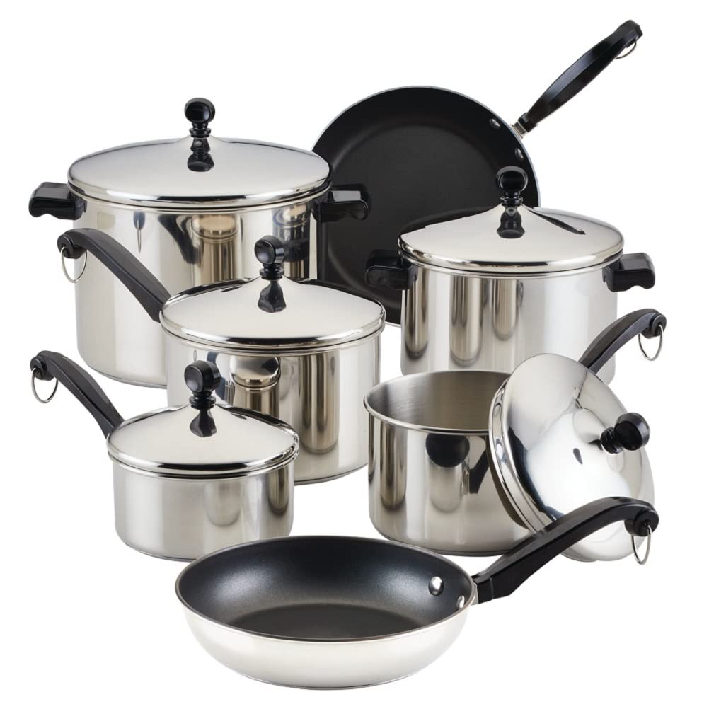 Farberware Classic Series Stainless Steel Pot with Lid, 8-Qt