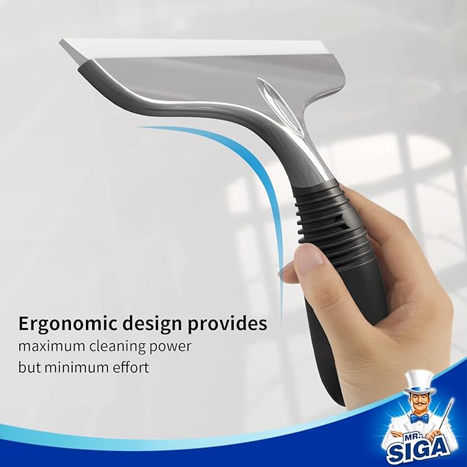 MR.SIGA Silicone Squeegee for Shower Doors, 25 cm/10 inch, Gray & Black