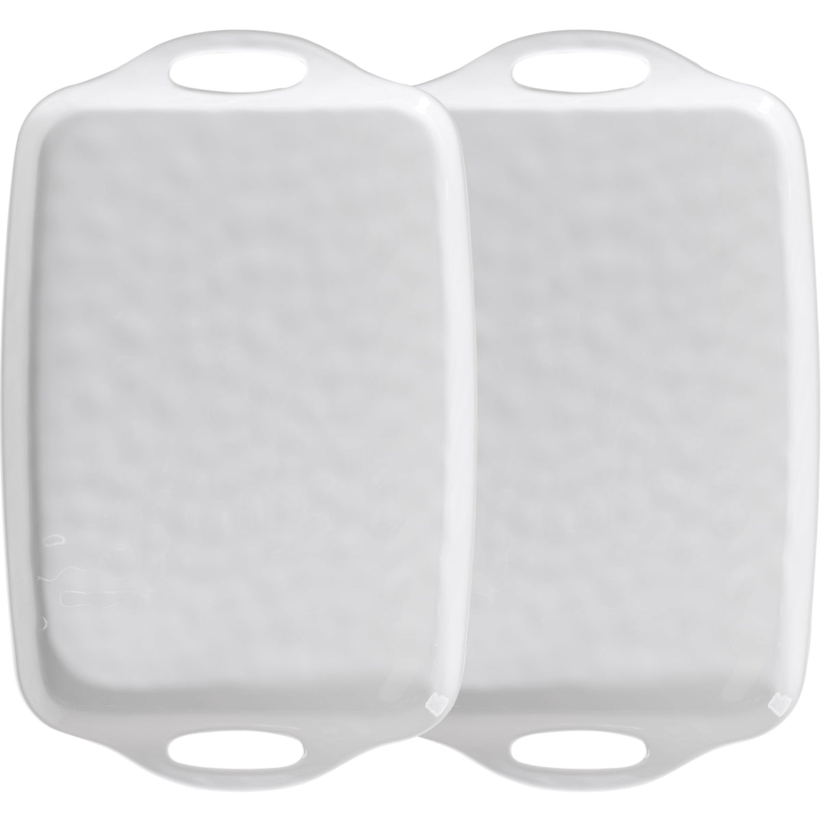 ZAROCRUS Extra Large Serving Tray with Handles, 19 x12 inch, Set of 2, Melamine Platters for Serving Food, Turkey, Cookie, Farmhouse Rectangular Brekfast Tray, Dishwasher Safe, Gray