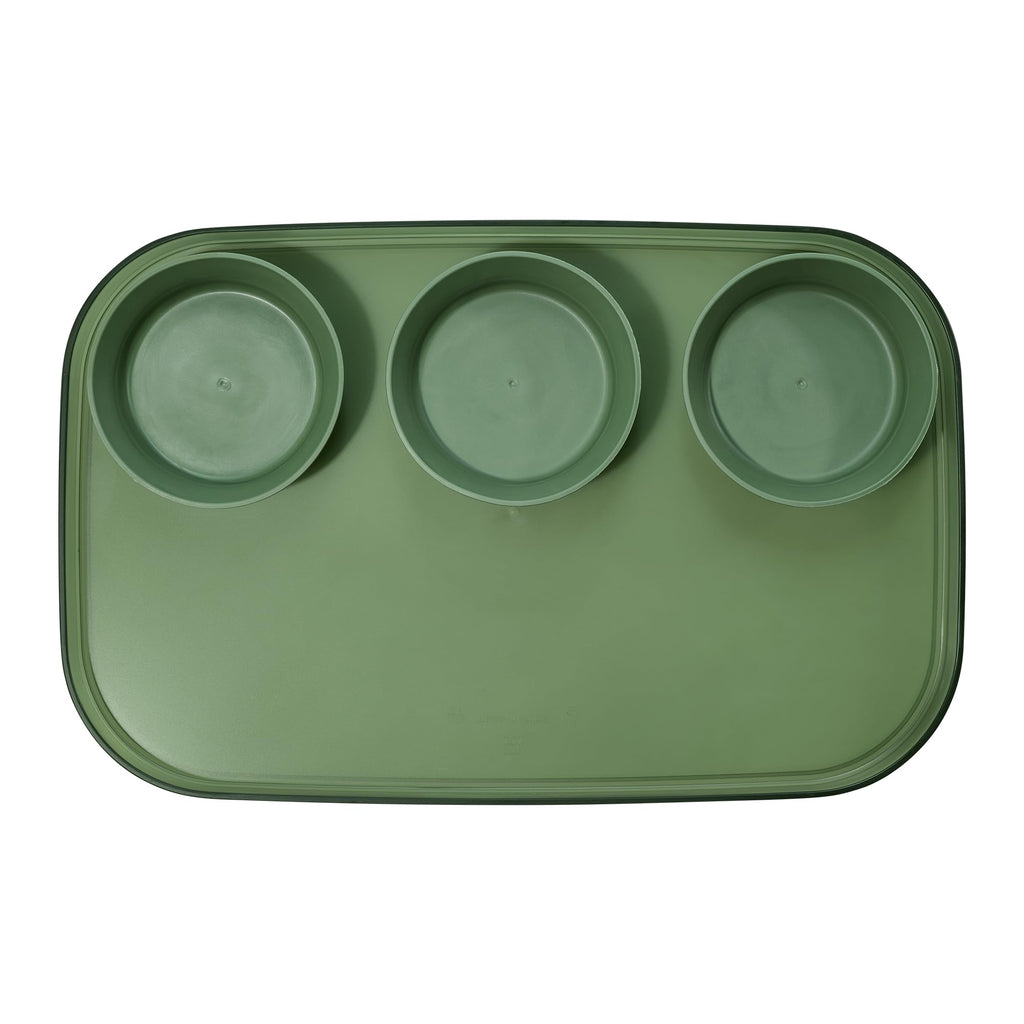 madesmart dipware 3 Bowl Serving Tray, Stackable & Removable Dip Bowls for Charcuterie, Guacomole, Snacks, Veggies, Premium Dishwasher & Microwave Safe, Multipurpose Plate & Bowl, Olive