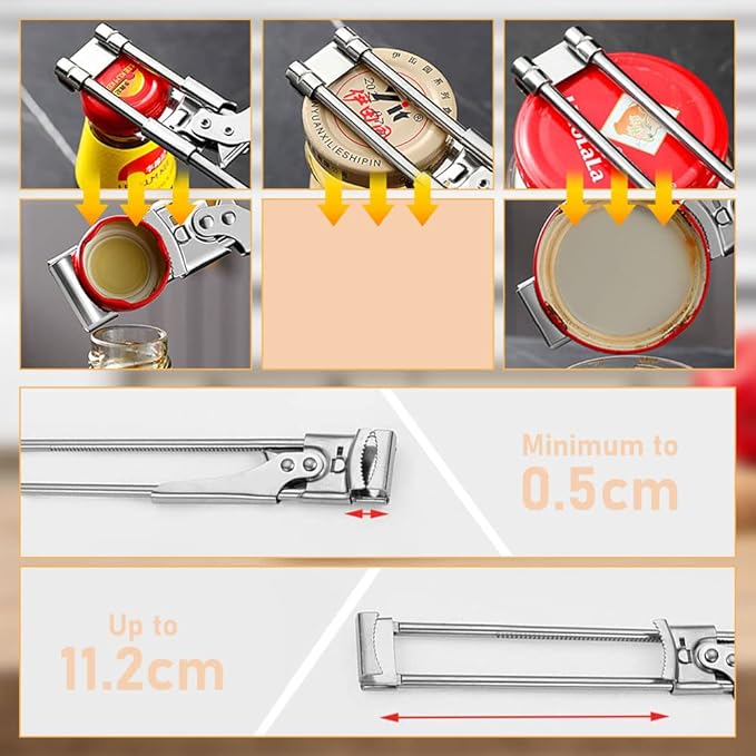 Fiopet Adjustable Multifunctional Stainless Steel Can Opener, 2023 New Stainless Steel Can Opener Bottle Jar Lid Gripper Household Kitchen Tool, Manual Jar Bottle Opener Kitchen Accessories (3 Pcs)