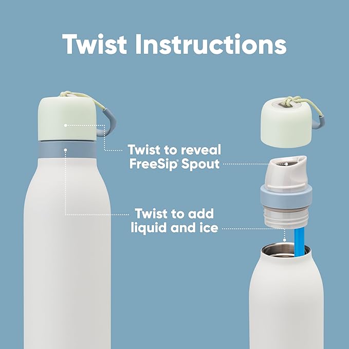 Owala FreeSip Twist Stainless Steel Water Bottle 24 oz Bubble Gum
