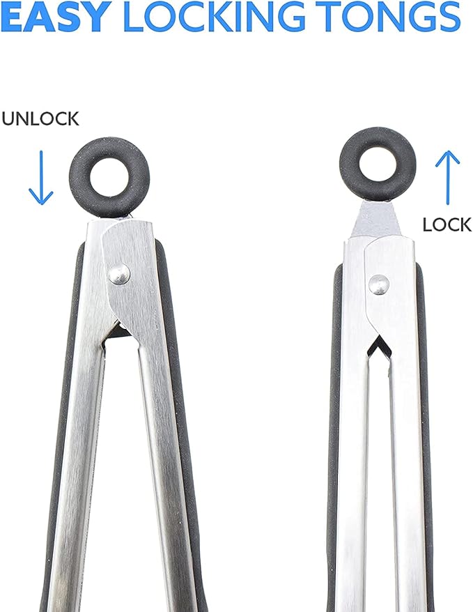 Kona 17-in Stainless Steel Locking Grill Tongs, Heavy-Duty, Set of 2