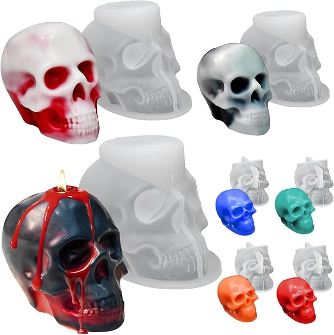 ZQYSING Resin Skull Molds, Set of 7 Sizes Halloween Skull Casting Molds