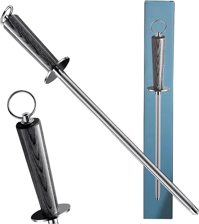 Laoxiongtou 12-Inch Professional Knife Sharpener Rod, Honing Rod For Knives