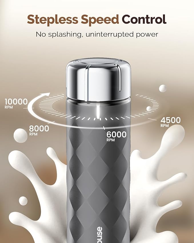 Maestri House LunaFro 2.0 Rechargeable Milk Frother, Stepless Speed Control