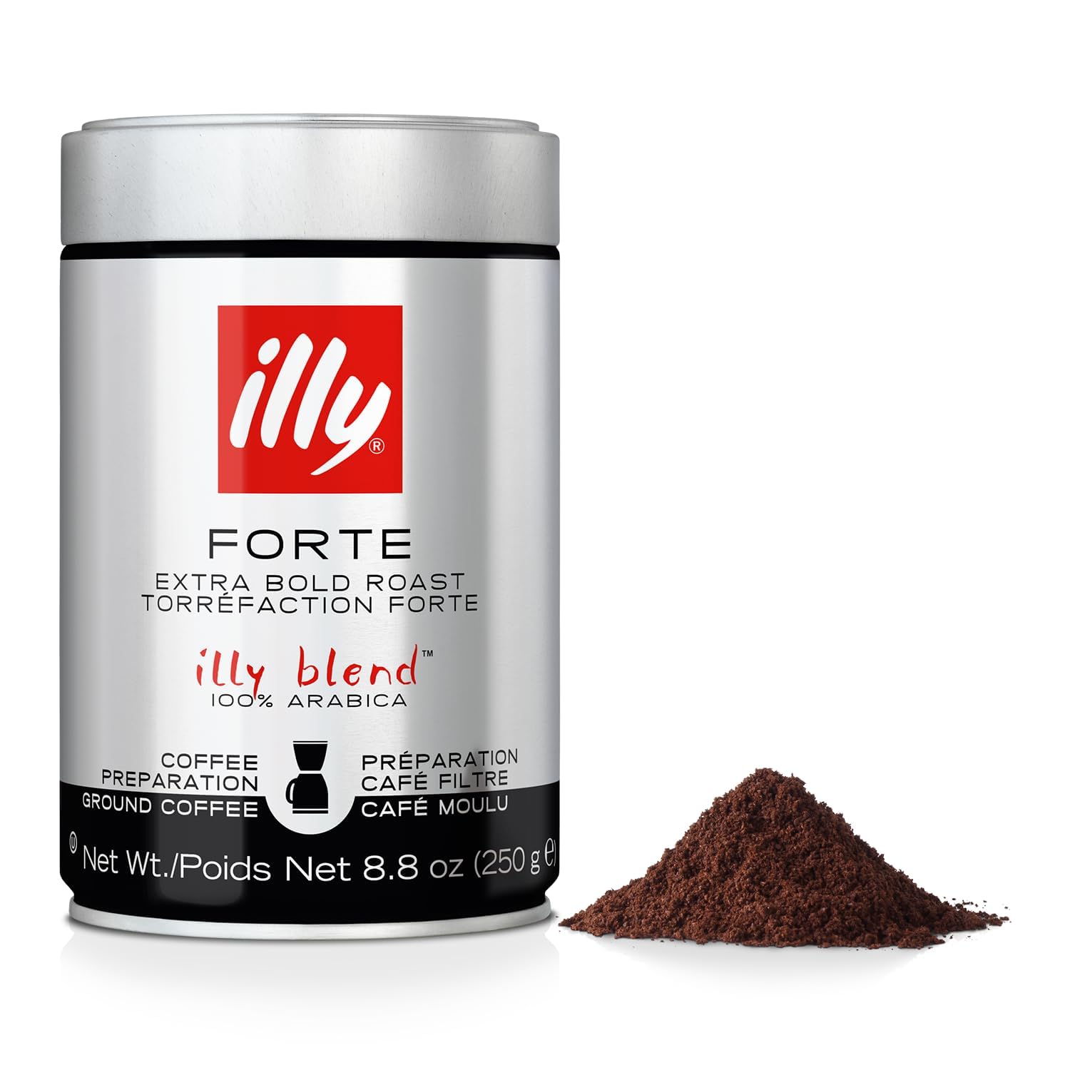 illy Ground Drip Coffee, Forte Dark Roast, 8.8 oz