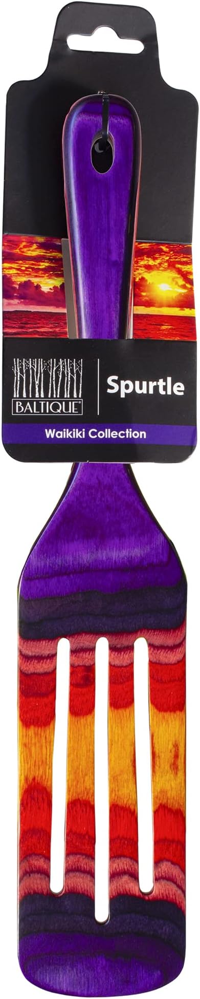 Baltique Waikiki 13 Inch Wooden Slotted Spurtle Spatula – Colorful Layered Birch Cooking Utensil for Stirring, Mixing & Serving
