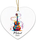 Personalized Guitar Instrument Ceramic Ornament Gifts for Guitarist, Guitar Player Christmas Ornaments Tree Hanging, Custom Name & Year Guitarist Ornaments Xmas 2026, Music Lovers Ceramic Ornament