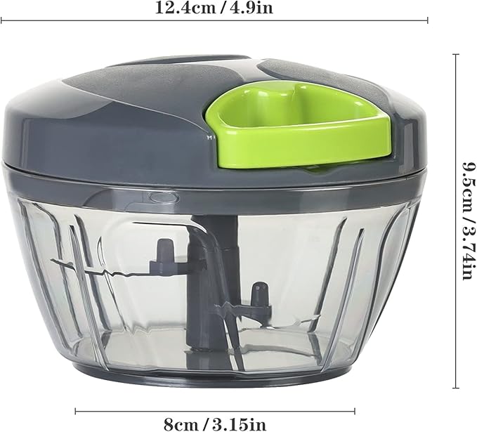 Cambom Manual Food Chopper Vegetable Cutter, Hand String Vegetable Chopper Onions Cutter for Vegetable Fruits Nuts BPA Free Food Safe Material, 500ml Gray