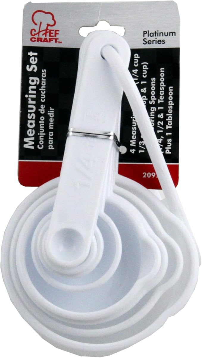 Chef Craft Select Plastic Measuring Set, 8 Piece Set, White