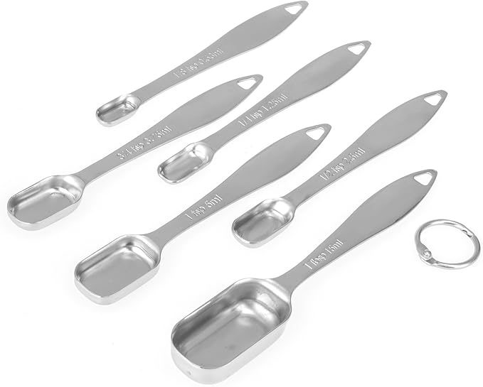 6-Piece 18/8 Stainless Steel Measuring Spoons Set, Silver