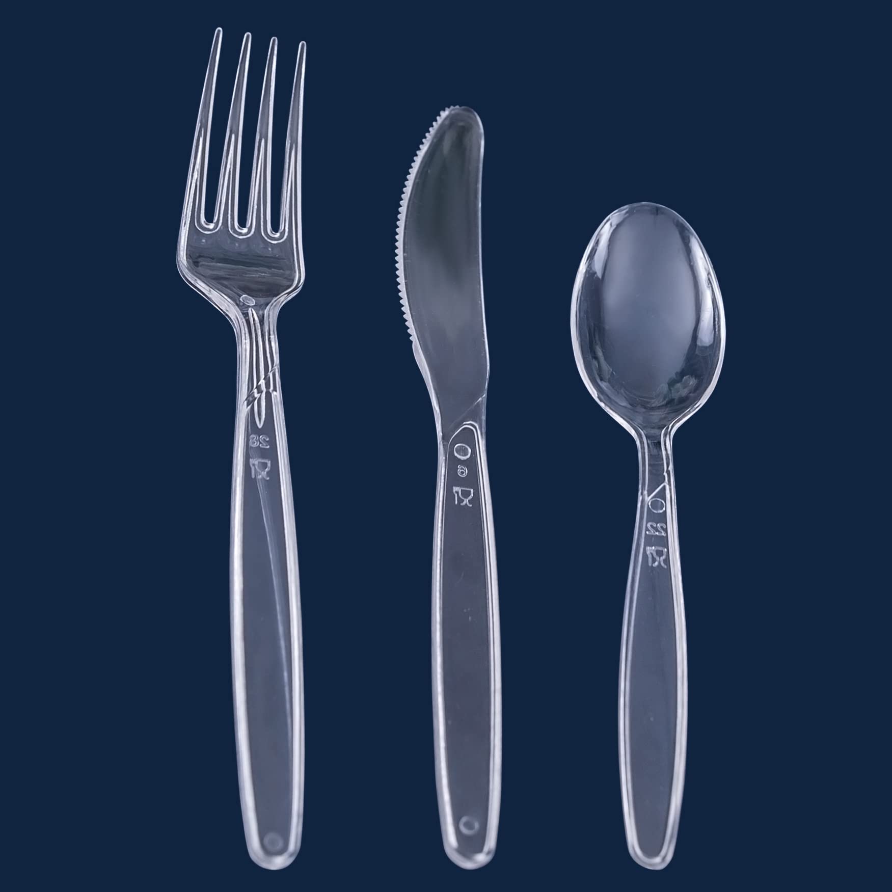 Party Bargains Disposable Cutlery Set [Sapphire] - [120 Count] Clear Heavy Duty & Solid Disposable Silverware Utensils Set, Perfect for Weddings, Buffets, Luncheons