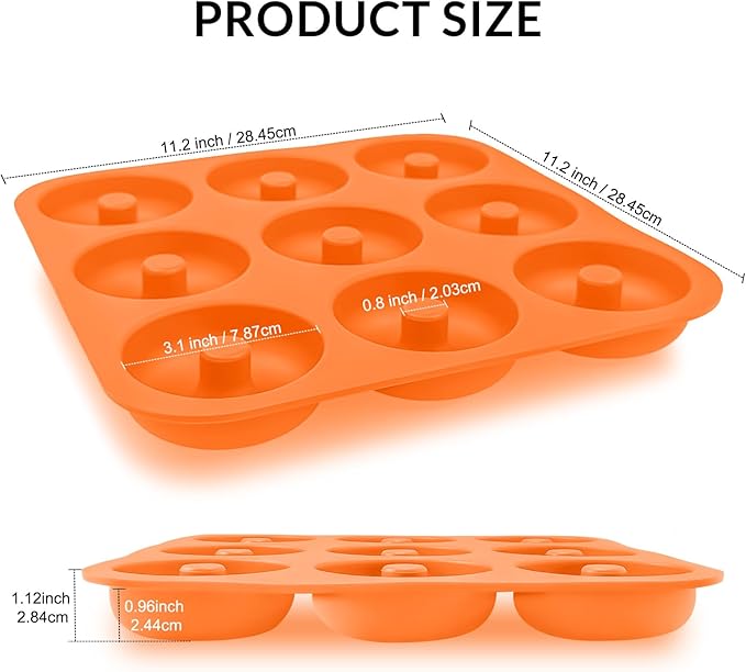 FUN LAVIE Large Silicone Donut Pan for Baking,9 Cavity Non-Stick Food Molds