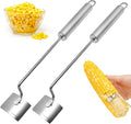Corn Peeler,Stainless Steel Long Handle Corn Peeler,Easy Clean Corn on the Cob Remover for Home Kitchen and Outdoor Dining (2PCS)