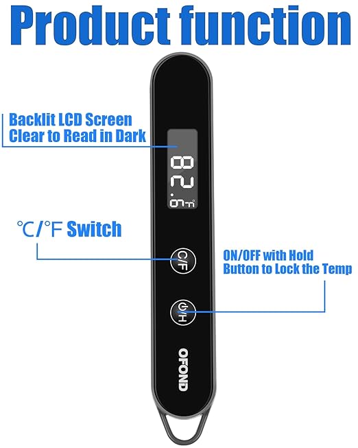 OFOND Meat Thermometer Digital,Instant Read Food Thermometer with Battery