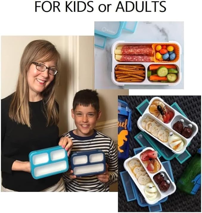 kinsho Small Snack Box Containers for Kids Toddlers, Set of 2 (Navy+Blue)