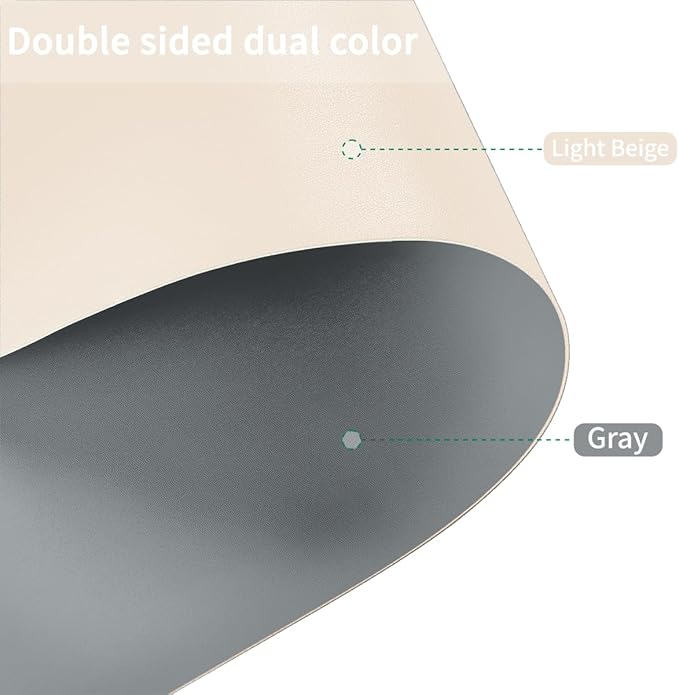 Zinkooat Table Pad for Dining Room Table - Can Be Used On Both Sides Waterproof and Easy to Clean Good Flatness Used for Dining Table(Off White+Light Gray 44x72)
