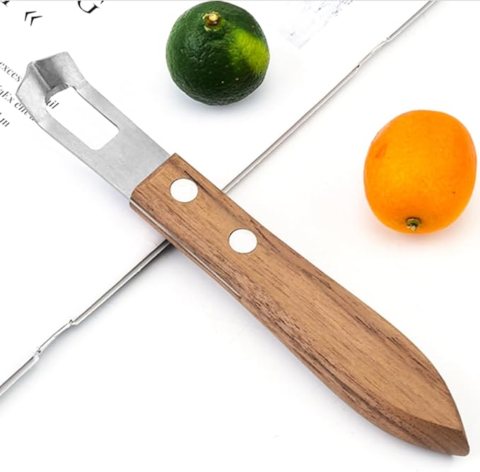 AddLotLot 3 PCS Cocktail Channel Carving Knife Walnut Wood Handle Fruit and Vegetable Carving Tool V-Shaped Stainless Steel Blade, Garnish Citrus Zester for Decorating Cocktails, Desserts, and Salads