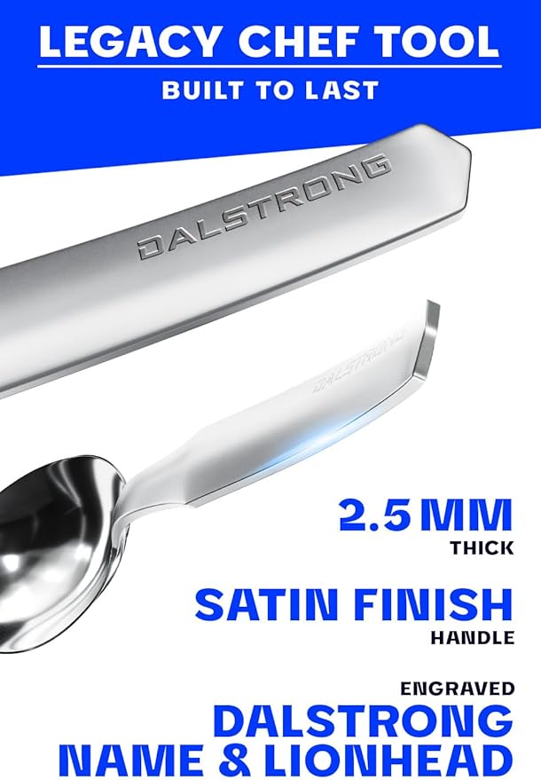 DALSTRONG Professional Sauce & Plating Chef Spoon - 304 Stainless Steel - 1.4 TBSP - 9.5" Length - Silver - Metal Serving Spoon - Cooking Kitchen Utensils - Satin Finish Handle for Grip - Chef Knife