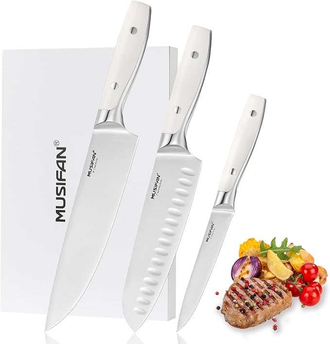 Musifan 3-Piece Chef Knife Set, Professional Ultra Sharp Kitchen Knives For Cooking High Carbon Stainless Steel, With Ergonomic Handle Design (three)