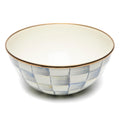 MACKENZIE-CHILDS Enamel Everyday Bowl, Serving Bowl for Entertaining, Small, Gray-and-White Sterling Check, Set of 1