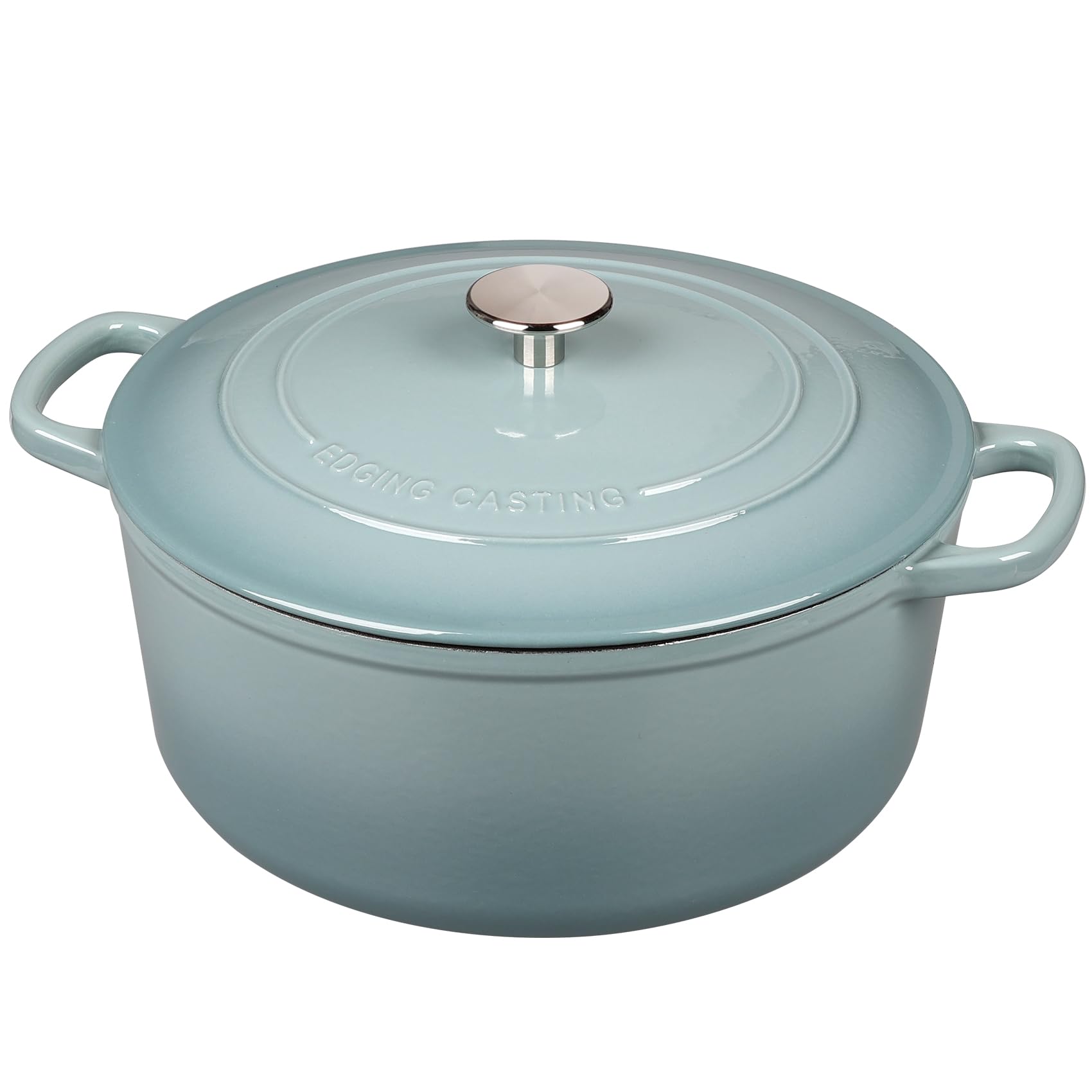 EDGING CASTING Enameled Dutch Ovens Cast Iron Dutch Oven Pot with Lid for Bread Baking, Cook, Dual Handle, 5.5 Quart, Seasalt