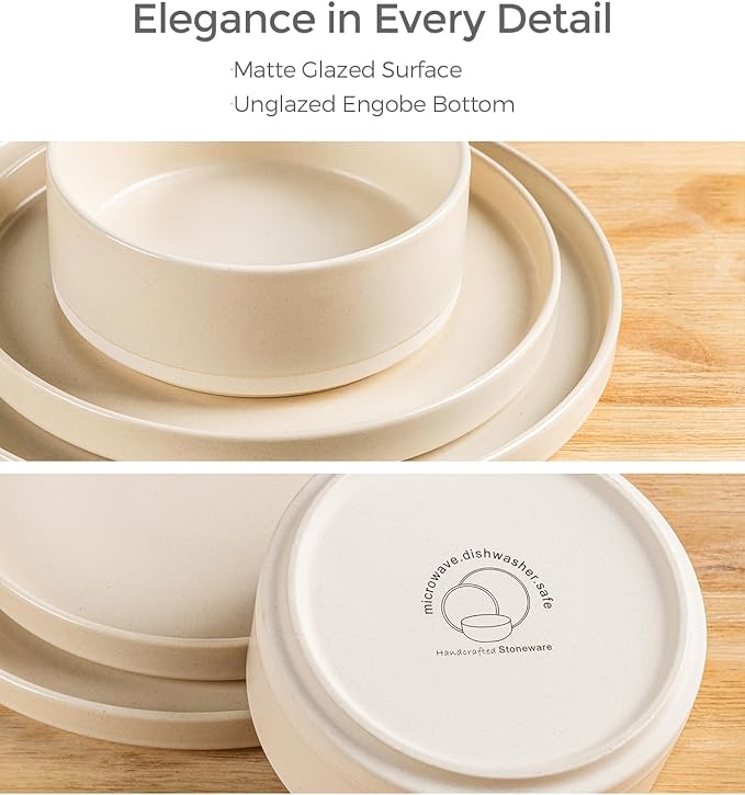 TheTerra Ceramic Dinnerware Set for 4, 12-Piece Plates and Bowls Set