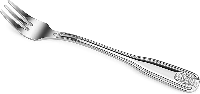 New Star Foodservice Shell Pattern 18/0 Stainless Steel Oyster Fork, 6-Inch, Set of 12, Commercial Grade