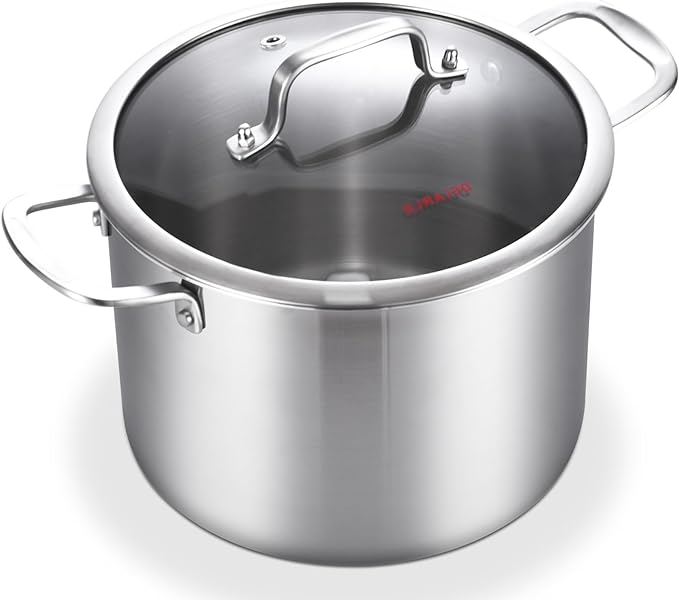DELARLO Tri-ply Stainless Steel 6 Quart Heavy Duty Induction Stock Pot