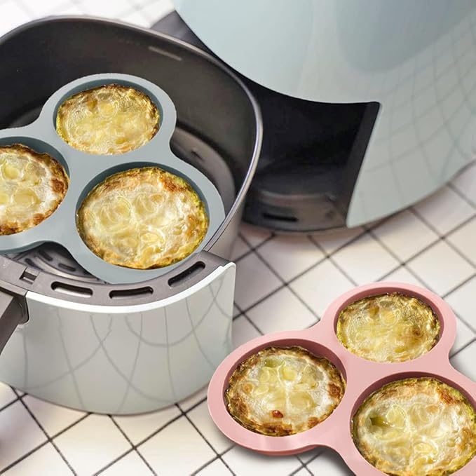 AIFUDA Nonstick Silicone Muffin Pans - 3 Cavity, 3 Pcs, Three Colors, Air Fryer Accessories for Fryers Above 6QT