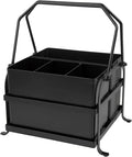 NelyBet Silverware Caddy Utensil Organizer With Handle, Outdoor Picnic and Camping Utensil Holder, Flatware Holder for Party Gatherings, Metal - Black