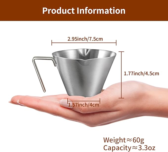 2 Pc Stainless Steel Espresso Shot Cups, 3.4oz/100ml, Black