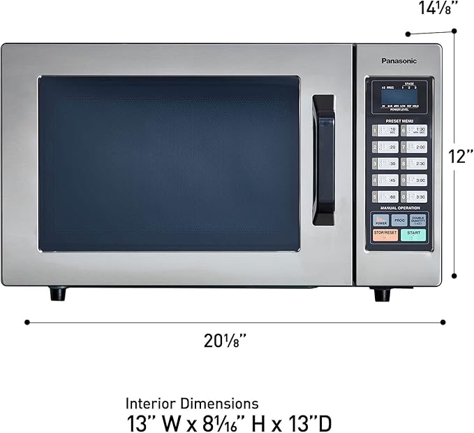 Panasonic NE-1054F Compact Light-Duty Countertop Commercial Microwave Oven with 10 Programmable Memory and Touch Screen Control, Countertop Microwave Oven, 1000W, 0.8 Cu. Ft, Stainless Steel