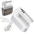 Yomelo 9-Speed Digital Hand Mixer Electric, 400W Powerful DC Motor, Hand Mixer Electric Handheld with Snap-On Storage Case, 5 Stainless Steel Accessories, Beaters, Dough Hooks, Whisk(Silvery White)