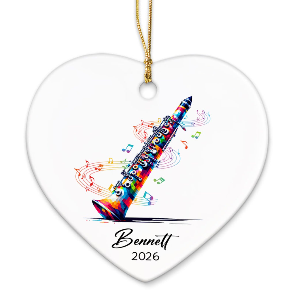 Personalized Clarinetist Ceramic Ornaments Christmas, Clarinet Musical Ornament Gift for Instrument Player, Custom Name & Year Clarinetist Ceramic Ornaments 2026, Clarinet Musician Xmas Ornament Tree
