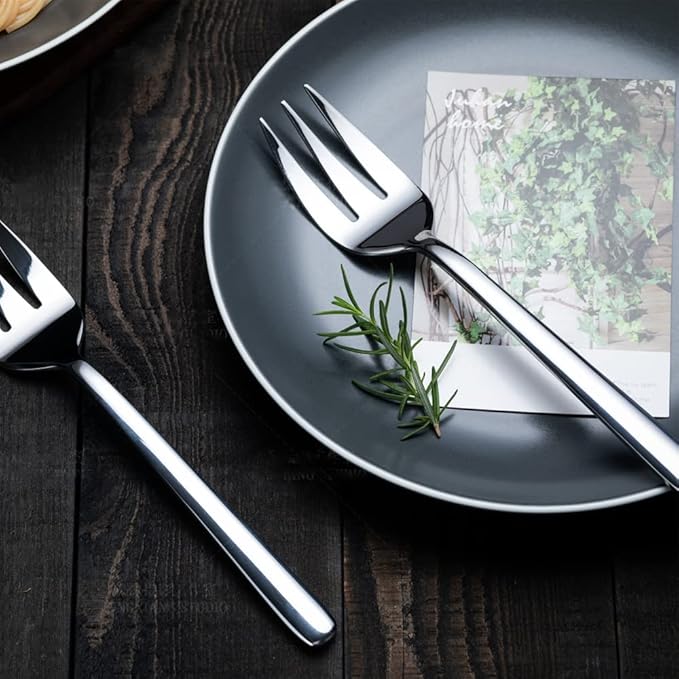 Enwinner Serving Platters Forks Stainless Steel Buffet 9 inch Utensils Cake Butter Pastry Servers (4 pcs serving forks)