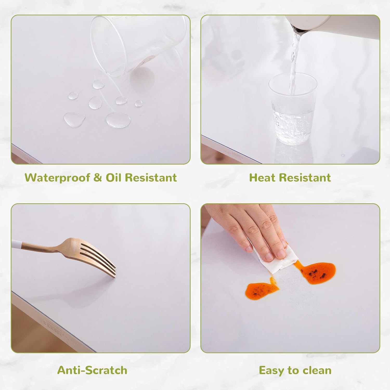Eisdroma 35 x 35 Inch Clear Table Cover Protector, Clear Table Protector for Dining Room Table, 1.5mm Plastic Table Cover, Waterproof Table Pad for Kitchen, Office