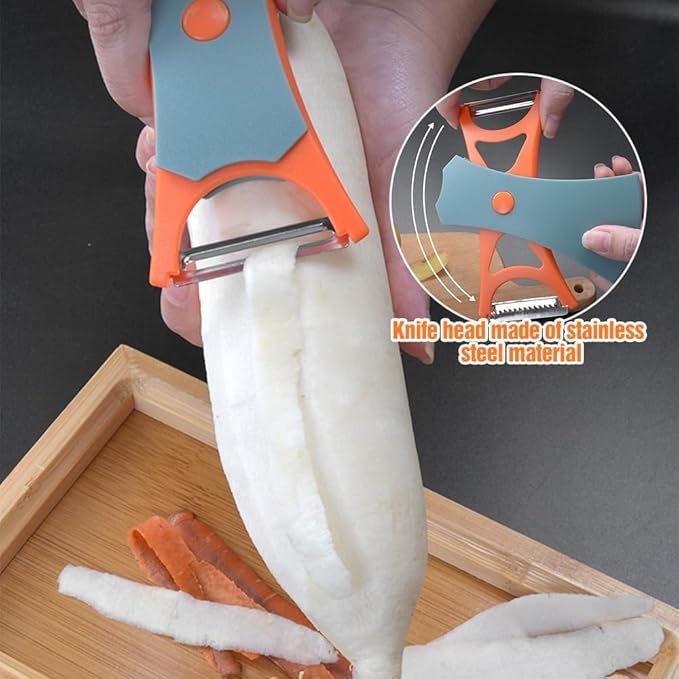 2 In 1 Fruit Peeler,Peeling and shredding Vegetables Potato Vegetable Peeler Carbon Steel Blade,Multi Function Stainless Steel Vegetable Peeler with Straight and Serrated Blades (2PCS-B)